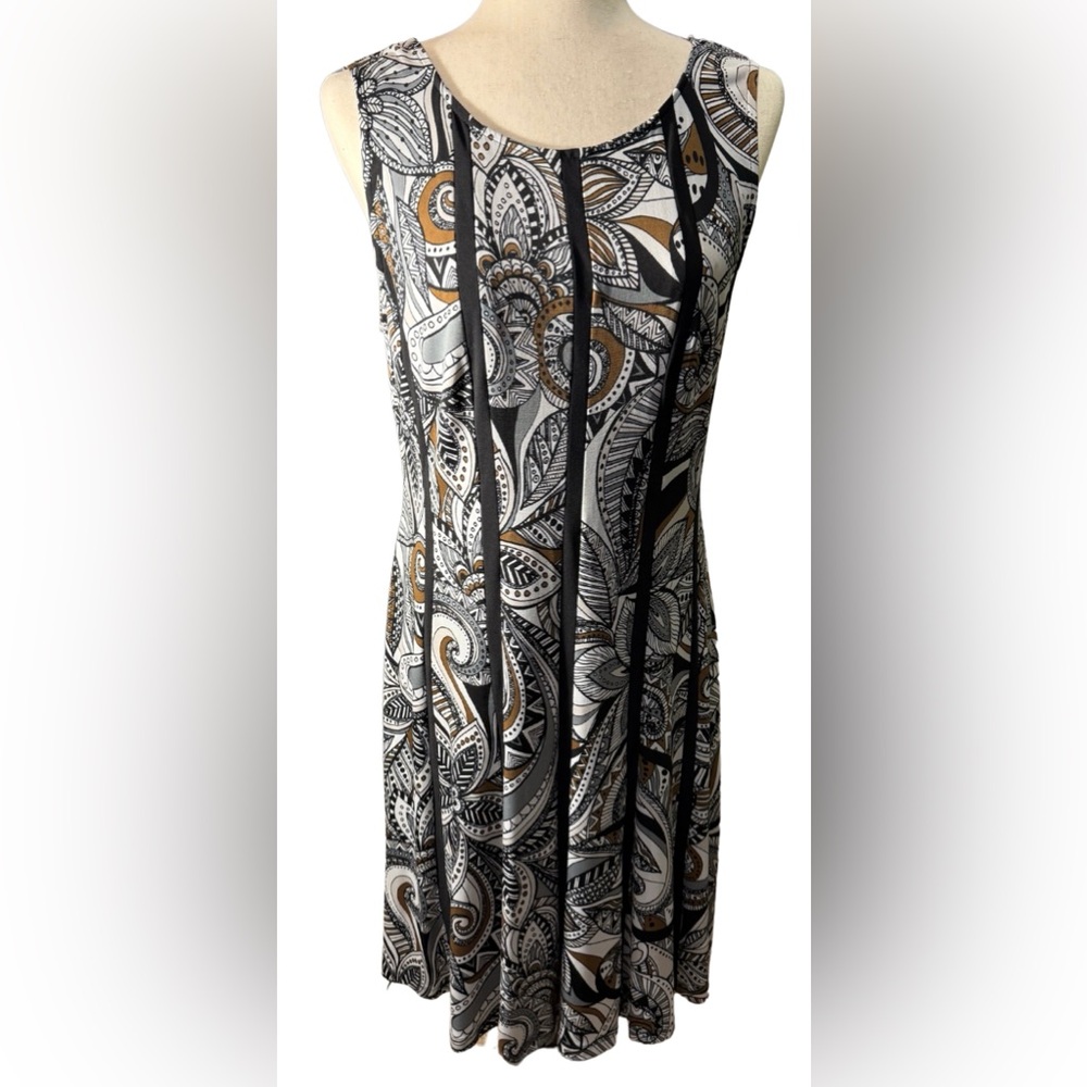 Connected Apparel Sleeveless High-Neck 
Pleated Dress